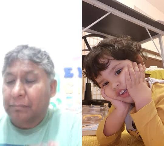 En videollamada con su nieto